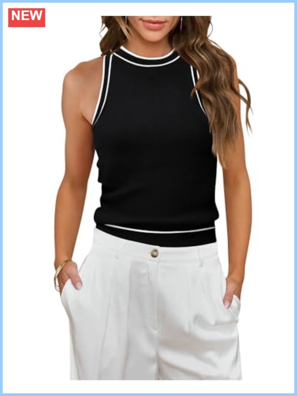 Women Ribbed Halter Crop Tank Top Sleeveless Slim Fit